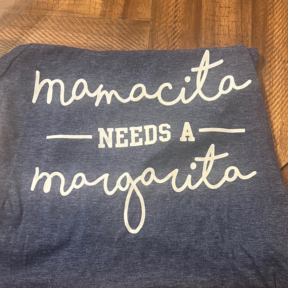 Blue Graphic Tee with White Text